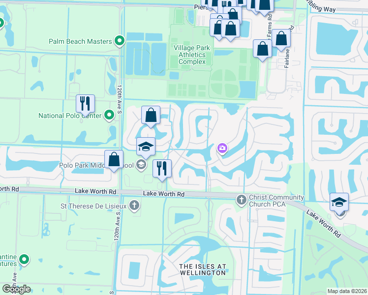 map of restaurants, bars, coffee shops, grocery stores, and more near 3518 Old Lighthouse Circle in Wellington
