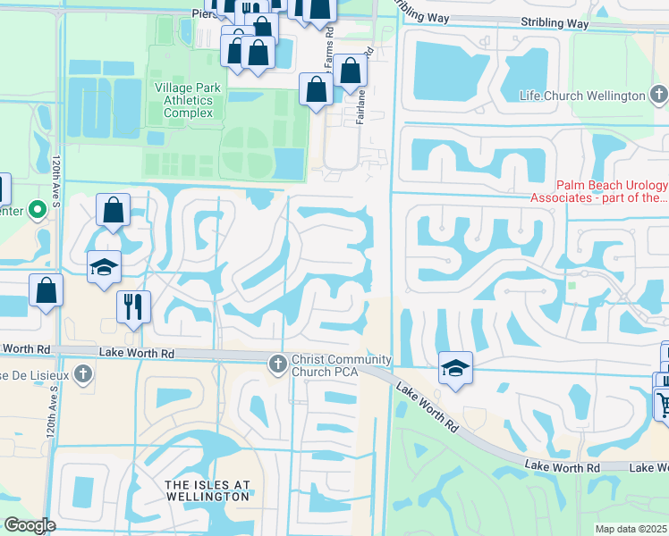 map of restaurants, bars, coffee shops, grocery stores, and more near 11133 Winding Pearl Way in Wellington