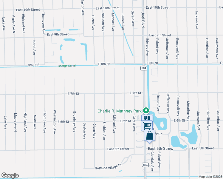 map of restaurants, bars, coffee shops, grocery stores, and more near 1902 East 7th Street in Lehigh Acres