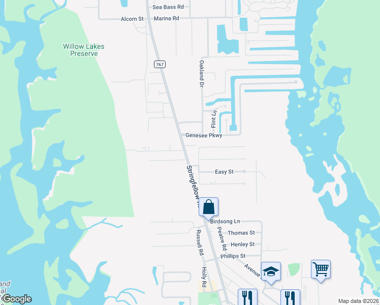 map of restaurants, bars, coffee shops, grocery stores, and more near 11311 Stringfellow Road in Bokeelia