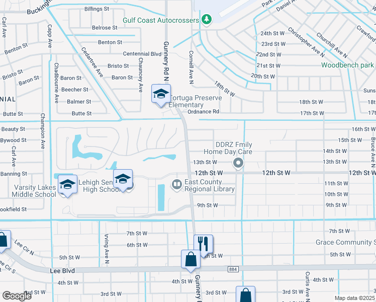 map of restaurants, bars, coffee shops, grocery stores, and more near 4724 14th Street West in Lehigh Acres