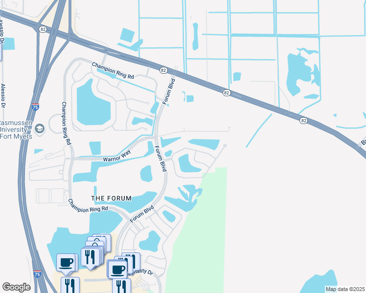 map of restaurants, bars, coffee shops, grocery stores, and more near 10024 Via San Marco Loop in Fort Myers