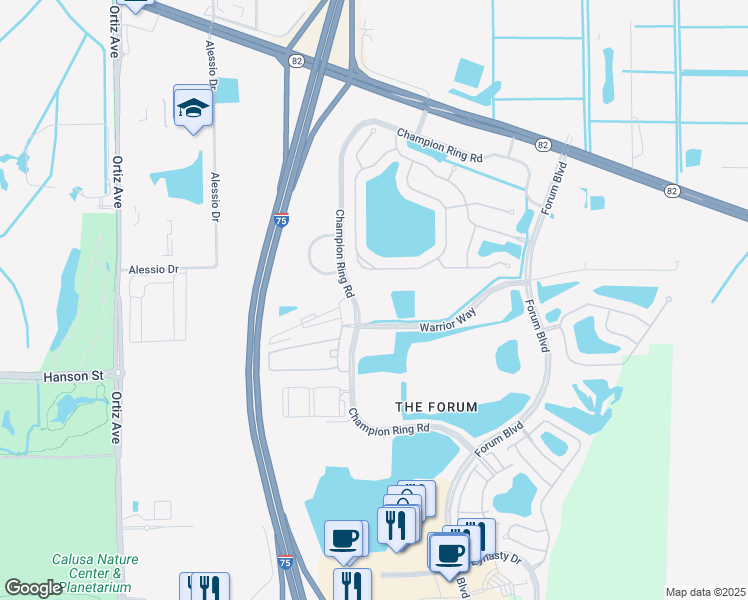 map of restaurants, bars, coffee shops, grocery stores, and more near 2794 Via Piazza Loop in Fort Myers