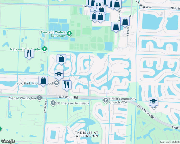 map of restaurants, bars, coffee shops, grocery stores, and more near 3745 Old Lighthouse Circle in Wellington