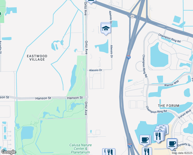 map of restaurants, bars, coffee shops, grocery stores, and more near 2547-2703 Ortiz Avenue in Fort Myers