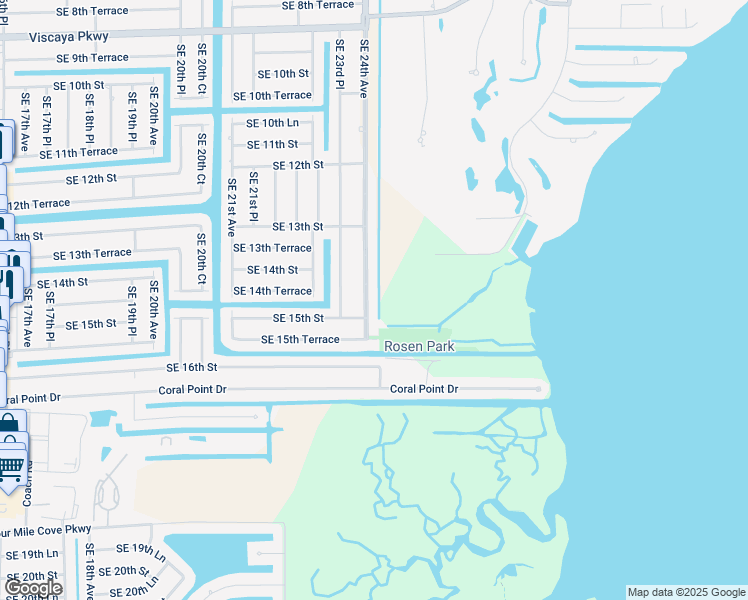 map of restaurants, bars, coffee shops, grocery stores, and more near 1413 Southeast 24th Avenue in Cape Coral