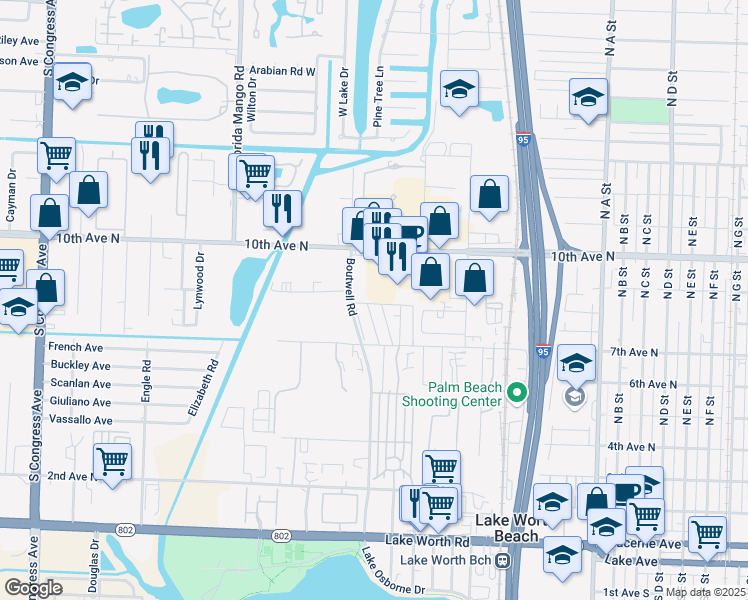 map of restaurants, bars, coffee shops, grocery stores, and more near 2112 8th Avenue North in Lake Worth Beach