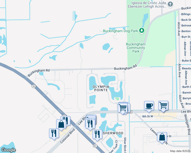 map of restaurants, bars, coffee shops, grocery stores, and more near 8596 Pegasus Drive in Lehigh Acres