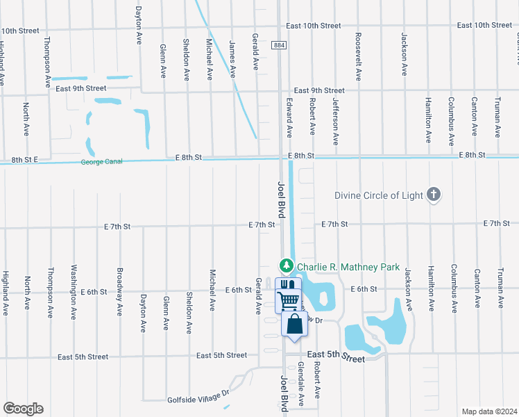 map of restaurants, bars, coffee shops, grocery stores, and more near 734 Gerald Avenue in Lehigh Acres