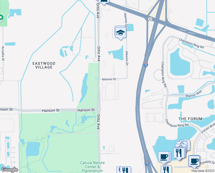 map of restaurants, bars, coffee shops, grocery stores, and more near 2547-2703 Ortiz Avenue in Fort Myers