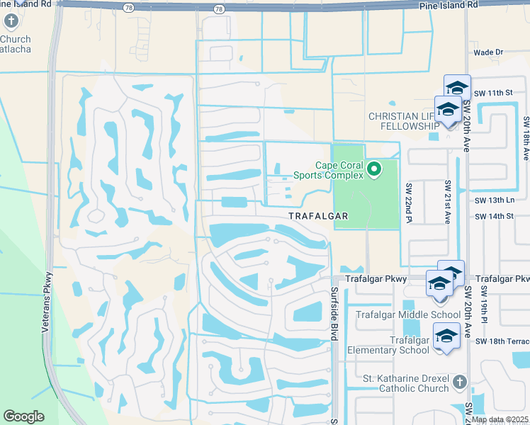 map of restaurants, bars, coffee shops, grocery stores, and more near 2607 Anguilla Drive in Cape Coral