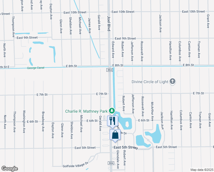 map of restaurants, bars, coffee shops, grocery stores, and more near 707 Joel Blvd in Lehigh Acres