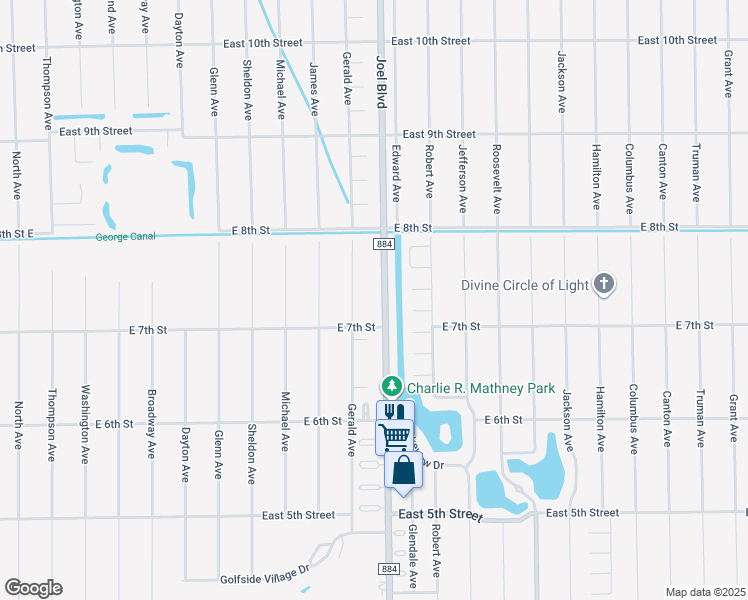 map of restaurants, bars, coffee shops, grocery stores, and more near 707 Joel Boulevard in Lehigh Acres
