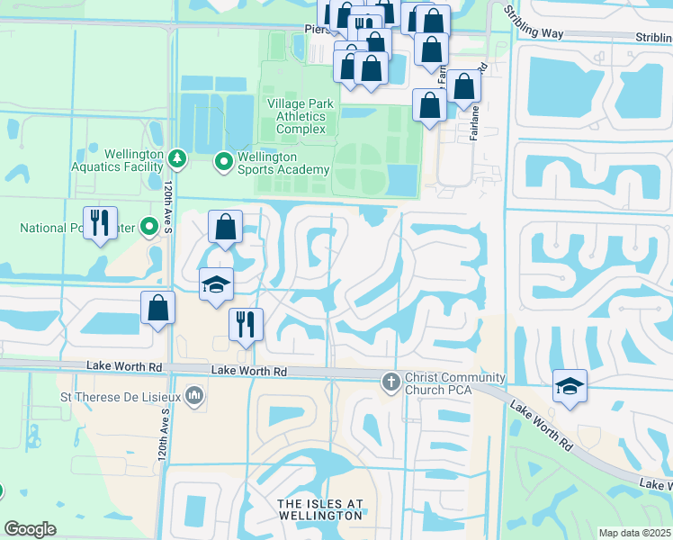 map of restaurants, bars, coffee shops, grocery stores, and more near 3745 Old Lighthouse Circle in Wellington