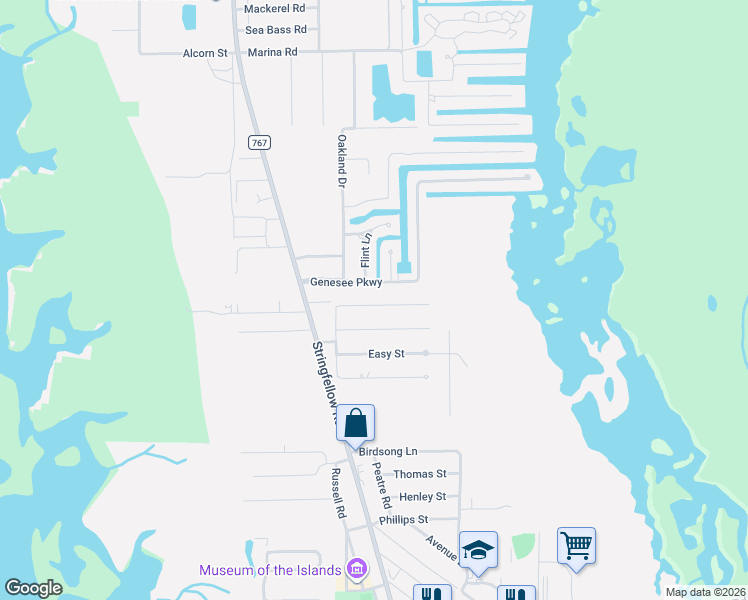 map of restaurants, bars, coffee shops, grocery stores, and more near 5578 Meadowlark Lane in Bokeelia