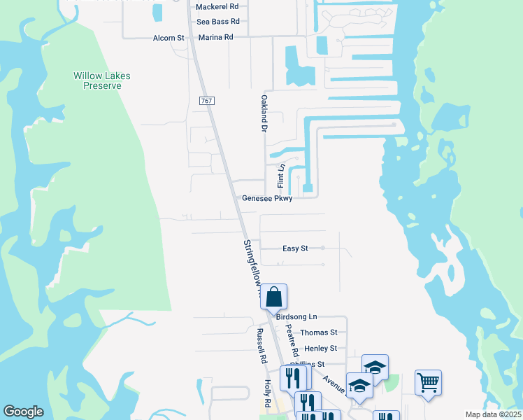 map of restaurants, bars, coffee shops, grocery stores, and more near 5688 Meadowlark Lane in Bokeelia