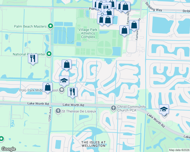 map of restaurants, bars, coffee shops, grocery stores, and more near 3745 Old Lighthouse Circle in Wellington