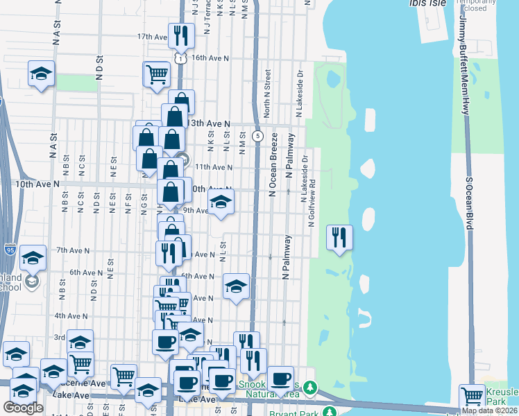 map of restaurants, bars, coffee shops, grocery stores, and more near 904 North Federal Highway in Lake Worth Beach