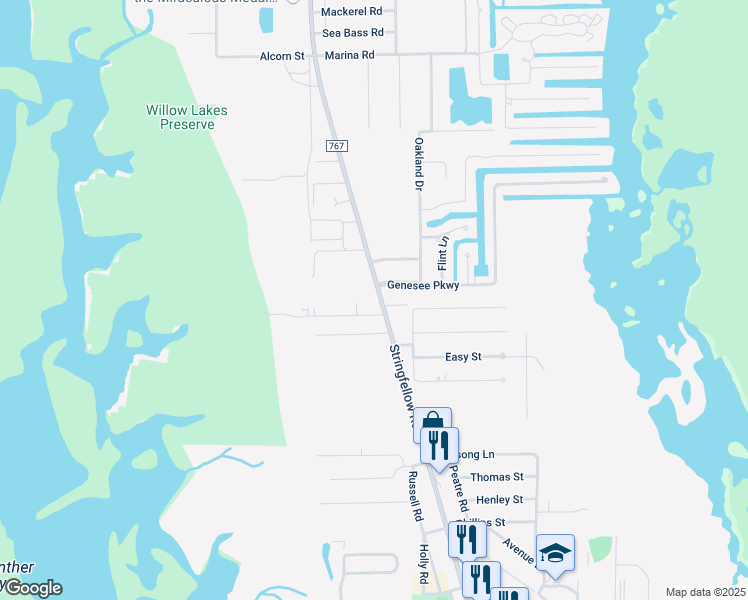 map of restaurants, bars, coffee shops, grocery stores, and more near 11311 Stringfellow Road in Bokeelia