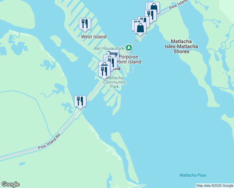 map of restaurants, bars, coffee shops, grocery stores, and more near 11178 Matlacha Avenue in Matlacha