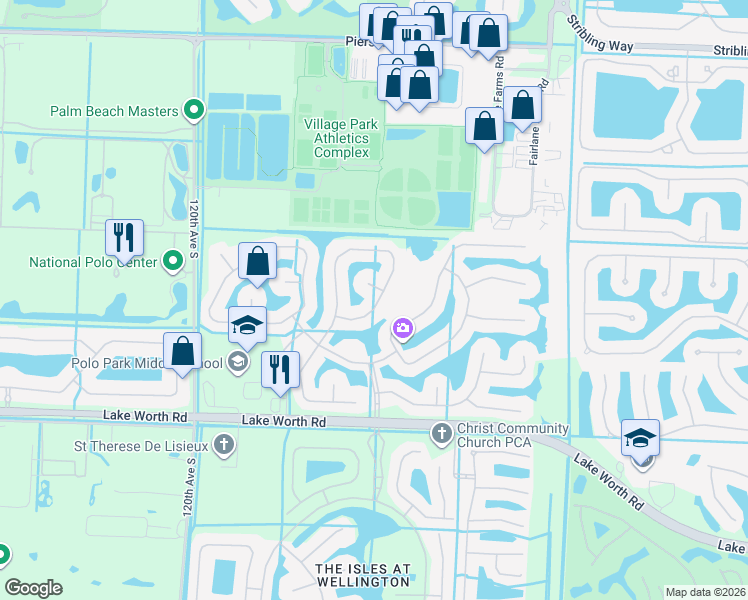 map of restaurants, bars, coffee shops, grocery stores, and more near 3733 Old Lighthouse Circle in Wellington