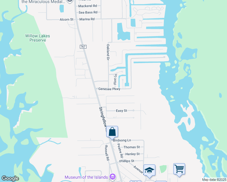 map of restaurants, bars, coffee shops, grocery stores, and more near 5578 Meadowlark Lane in Bokeelia