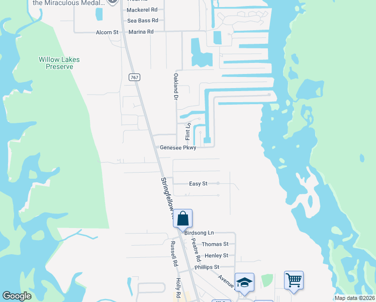 map of restaurants, bars, coffee shops, grocery stores, and more near 5578 Meadowlark Lane in Bokeelia