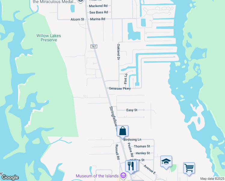 map of restaurants, bars, coffee shops, grocery stores, and more near 11311 Stringfellow Road in Bokeelia