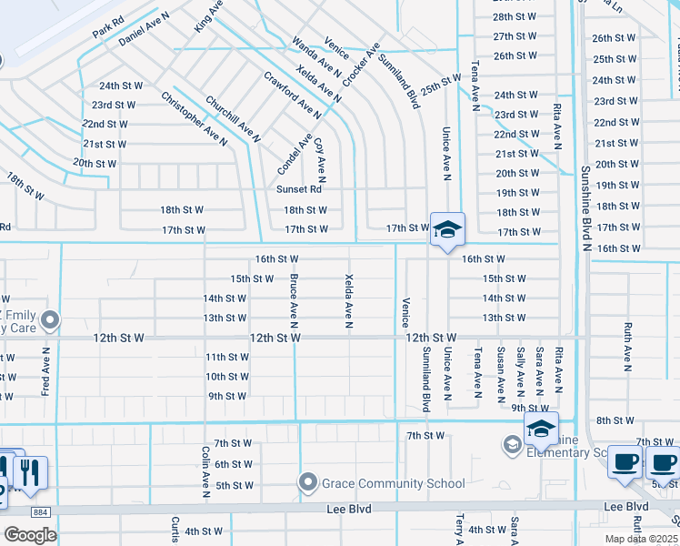 map of restaurants, bars, coffee shops, grocery stores, and more near 3719 15th Street West in Lehigh Acres