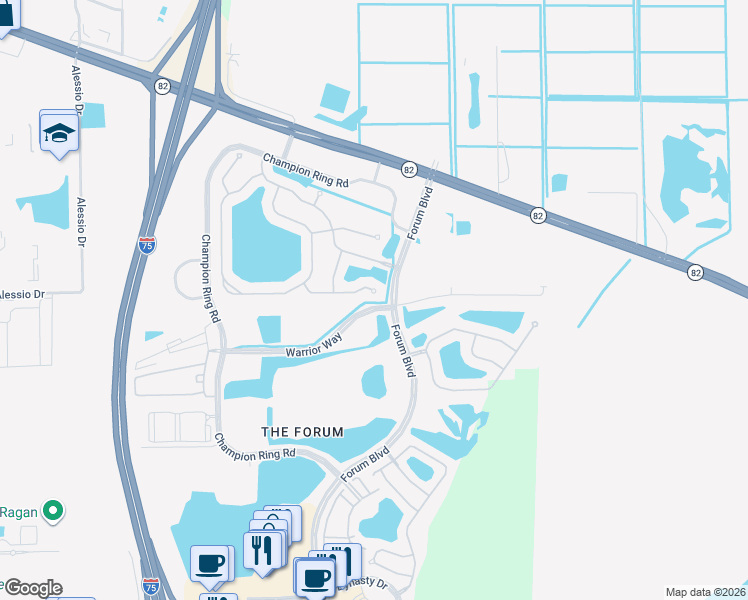 map of restaurants, bars, coffee shops, grocery stores, and more near 9376 Via Murano Court in Fort Myers