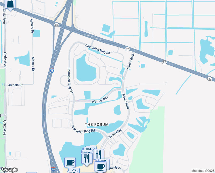 map of restaurants, bars, coffee shops, grocery stores, and more near 9354 Via Murano Court in Fort Myers
