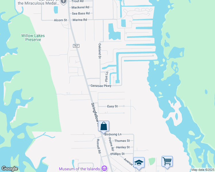 map of restaurants, bars, coffee shops, grocery stores, and more near 5578 Meadowlark Lane in Bokeelia