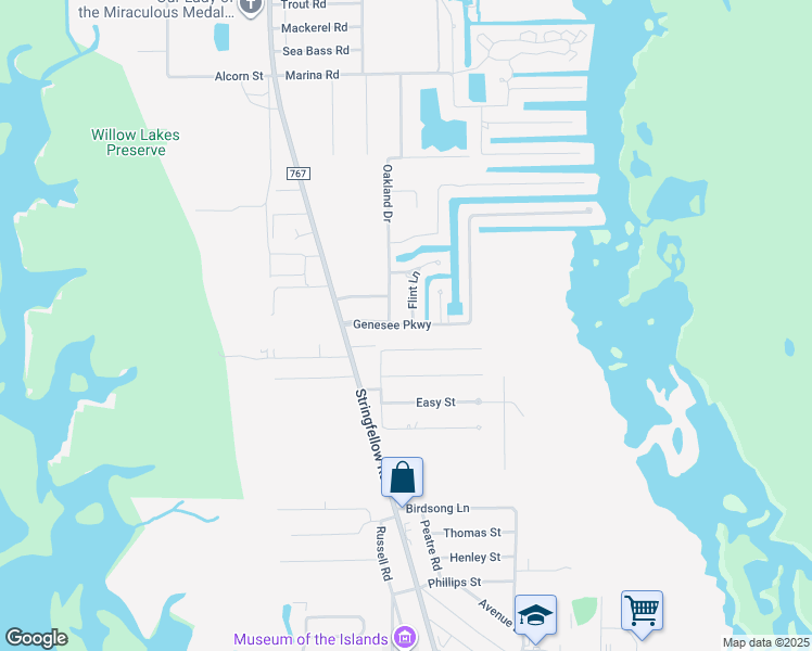 map of restaurants, bars, coffee shops, grocery stores, and more near 5578 Meadowlark Lane in Bokeelia