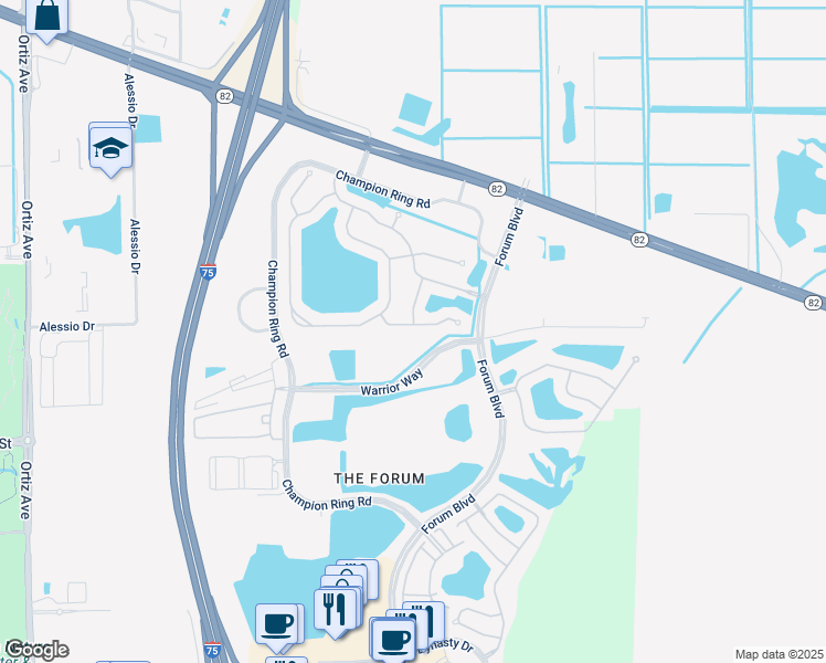 map of restaurants, bars, coffee shops, grocery stores, and more near 9354 Via Murano Court in Fort Myers