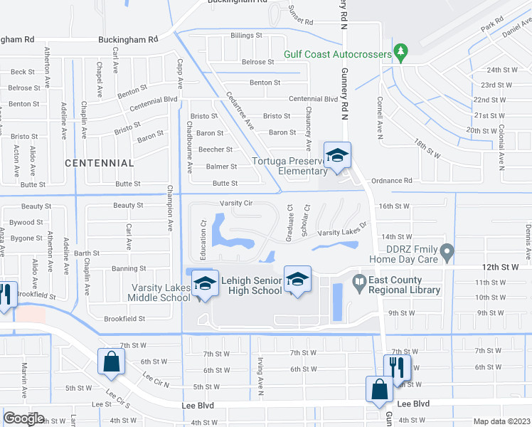 map of restaurants, bars, coffee shops, grocery stores, and more near 4550 Diploma Court in Lehigh Acres