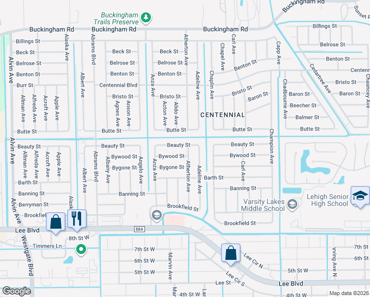 map of restaurants, bars, coffee shops, grocery stores, and more near 912 Atherton Avenue in Lehigh Acres
