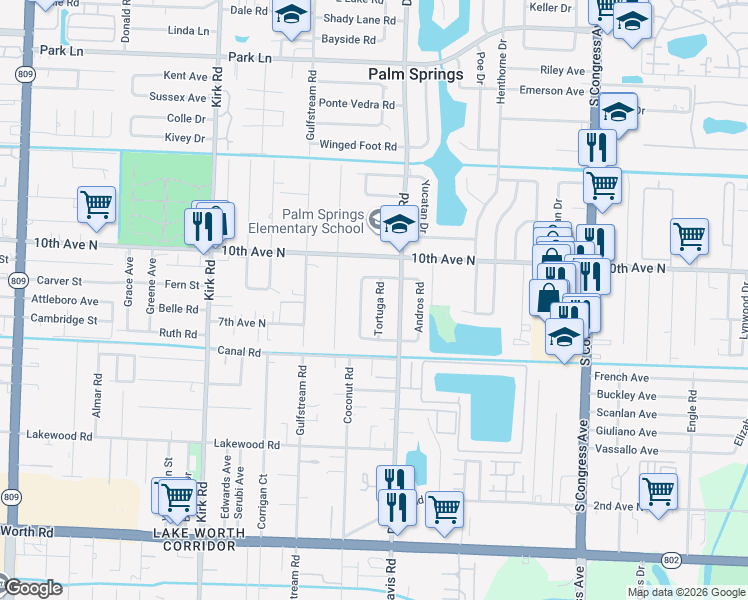 map of restaurants, bars, coffee shops, grocery stores, and more near 87 Barbados Drive in Palm Springs
