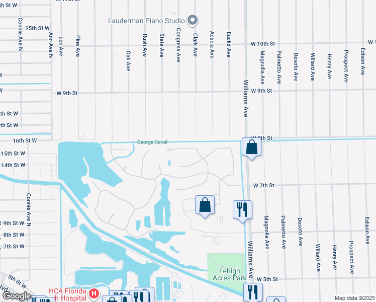 map of restaurants, bars, coffee shops, grocery stores, and more near 18280 Pine Nut Court in Lehigh Acres