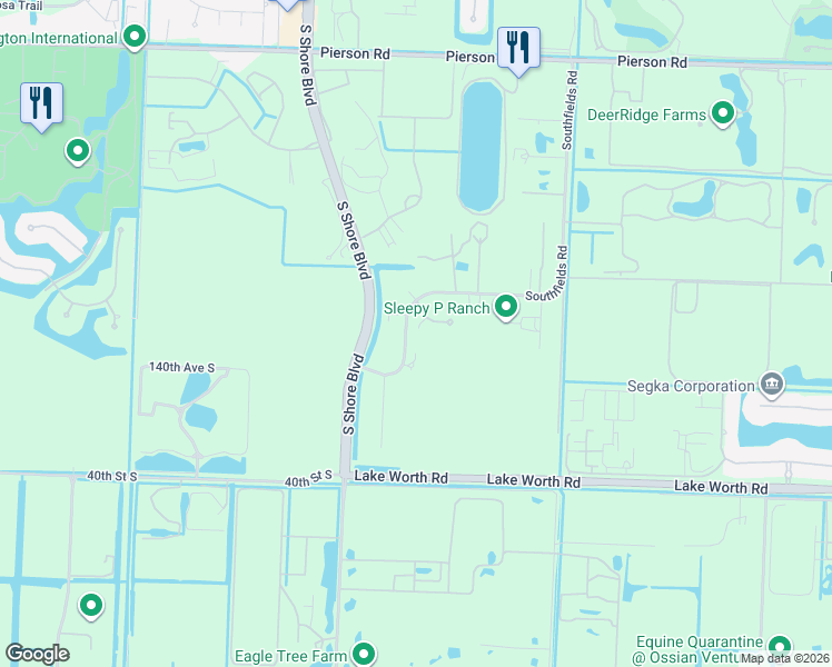 map of restaurants, bars, coffee shops, grocery stores, and more near 3585 Aiken Court in Wellington