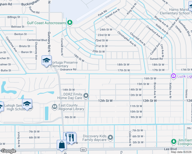 map of restaurants, bars, coffee shops, grocery stores, and more near 4204 16th Street West in Lehigh Acres