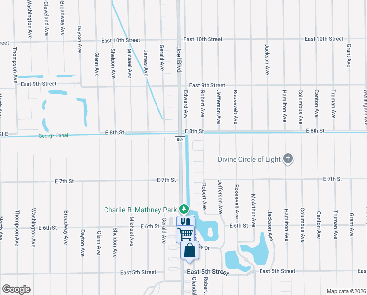 map of restaurants, bars, coffee shops, grocery stores, and more near 2411 Atlantic Circle in Lehigh Acres