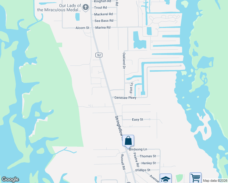 map of restaurants, bars, coffee shops, grocery stores, and more near 5803 Linden Lane in Bokeelia