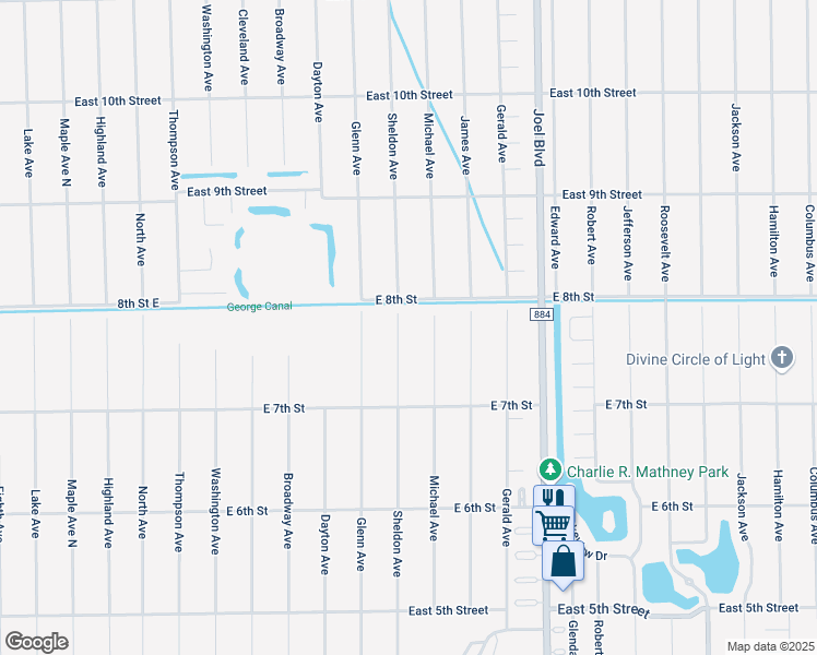 map of restaurants, bars, coffee shops, grocery stores, and more near 718 Sheldon Avenue in Lehigh Acres