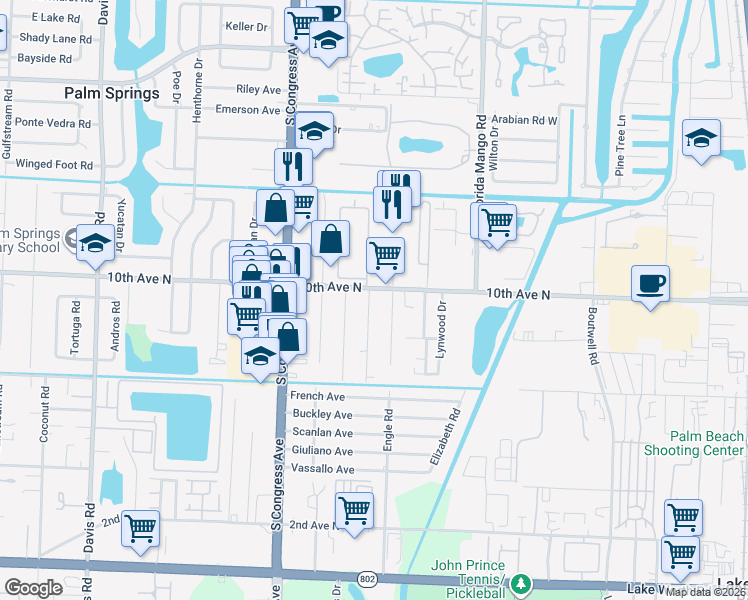 map of restaurants, bars, coffee shops, grocery stores, and more near 922 State Street in Lake Worth