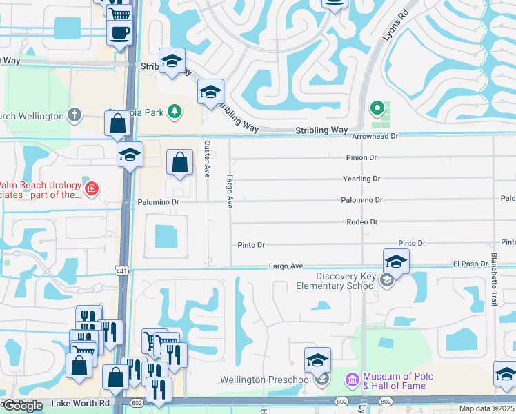 map of restaurants, bars, coffee shops, grocery stores, and more near 9396 Palomino Dr in Lake Worth