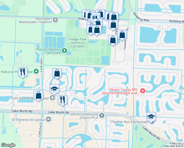 map of restaurants, bars, coffee shops, grocery stores, and more near 3686 Old Lighthouse Circle in Wellington