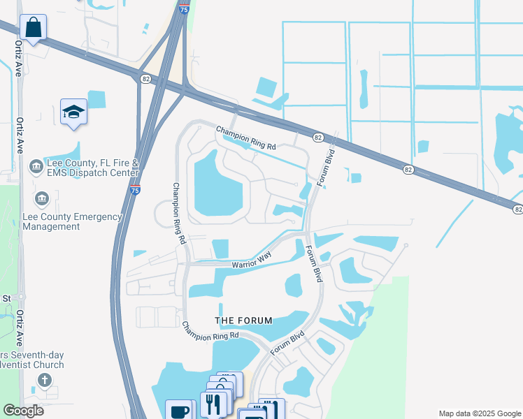 map of restaurants, bars, coffee shops, grocery stores, and more near 2854 Via Campania Street in Fort Myers