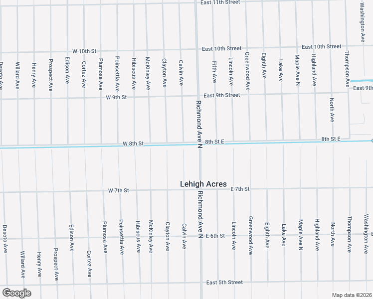 map of restaurants, bars, coffee shops, grocery stores, and more near 720 Calvin Avenue in Lehigh Acres