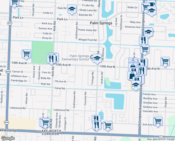 map of restaurants, bars, coffee shops, grocery stores, and more near 87 Barbados Drive in Palm Springs