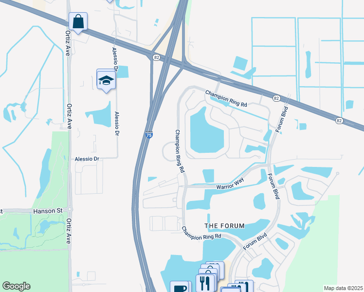 map of restaurants, bars, coffee shops, grocery stores, and more near 2783 Via Piazza Loop in Fort Myers
